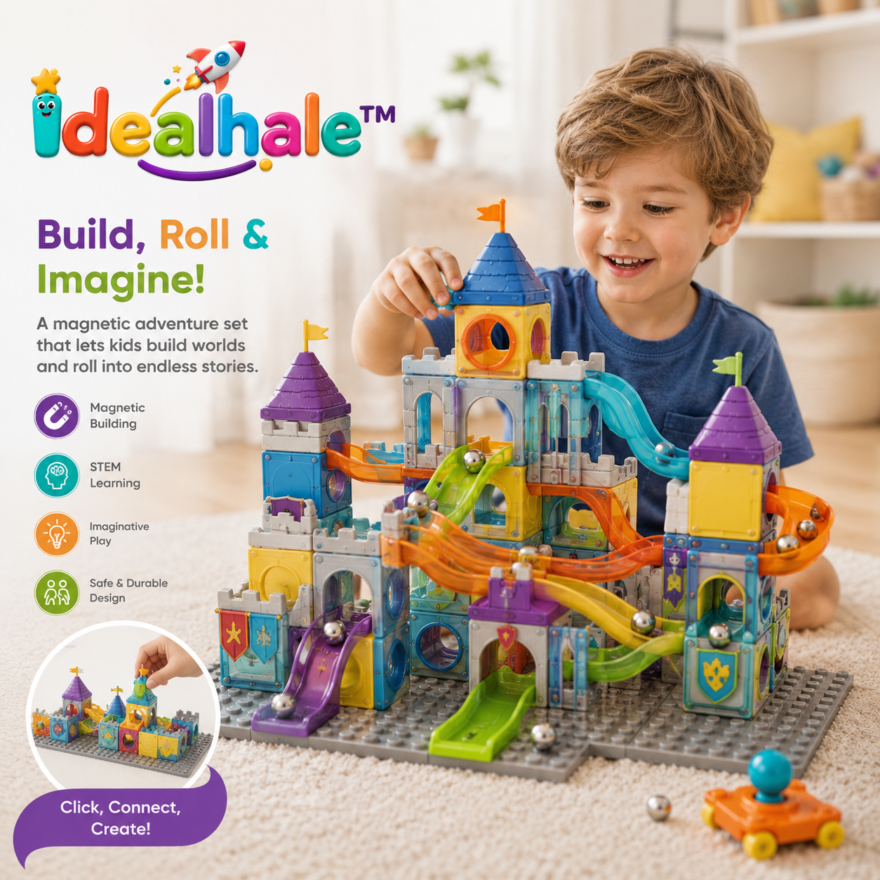 Idealhale™ Magnetic Marble Castle Builder